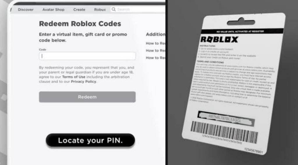 Robux Gift Card Redeem